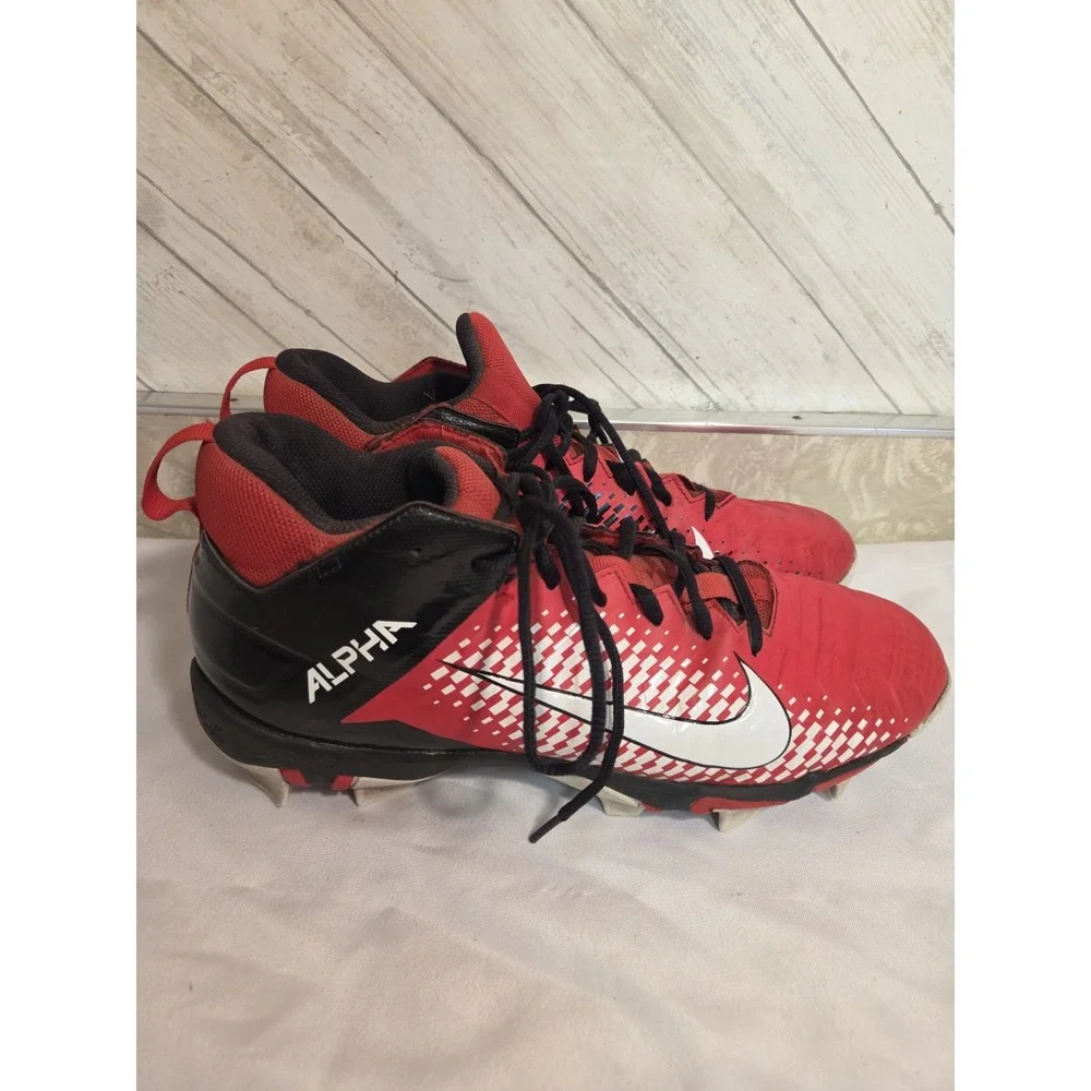 Nike Alpha Menace Pro 2 Mid Men's Size 10.5 Red Black Football Cleats AQ3209-601
